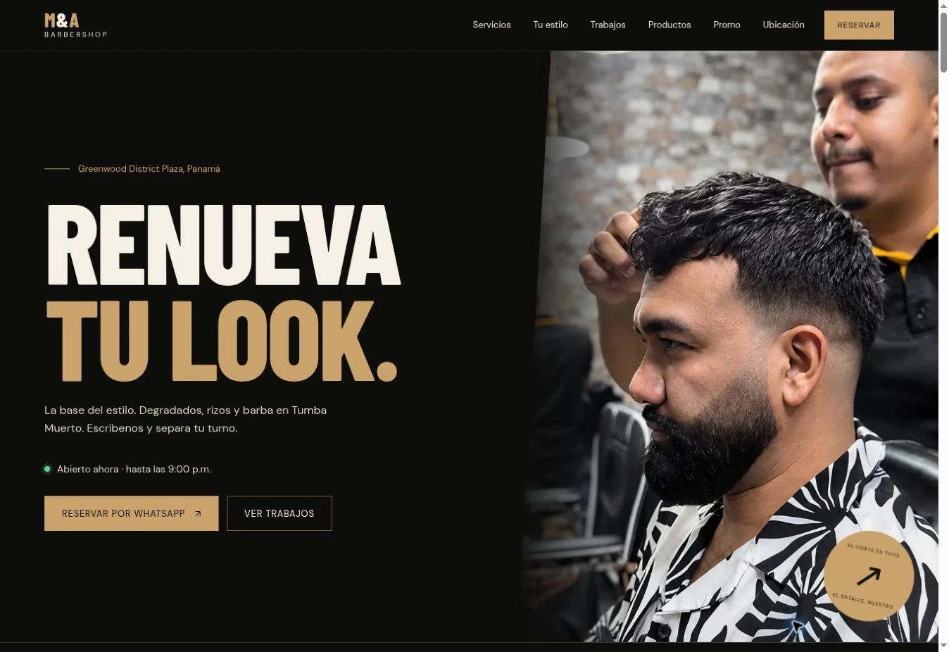 The full M&A Barbershop independent website demo